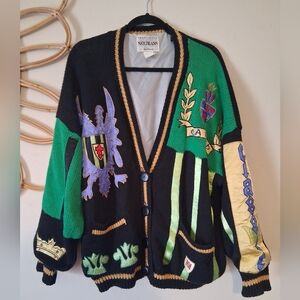 No! Jeans patchwork king queen Art Vintage cardigan Size O/S